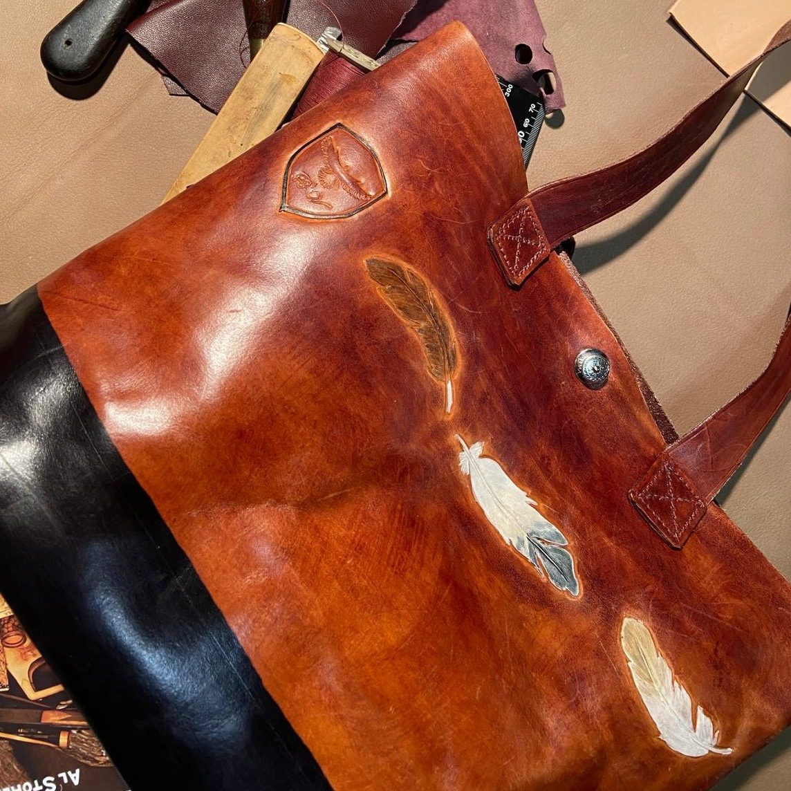 Sac à main plume - cuir sur mesure - BV Cuir